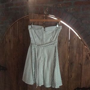 Strapless pinstripe circle dress with pockets!